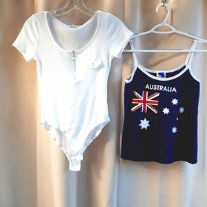 Women's White Bodysuit with FREE tank